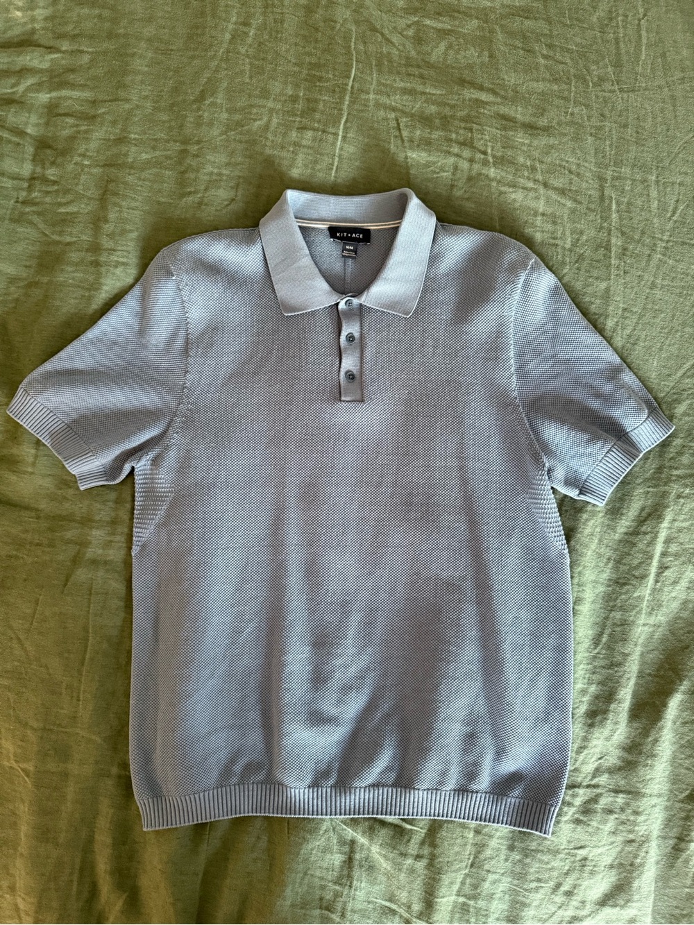 Kit and Ace Pale Blue Short-Sleeve Knit Polo